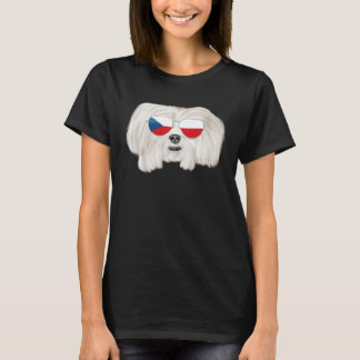 Czech Flag Maltese Dog Czech Republic Pocket T-Shirt