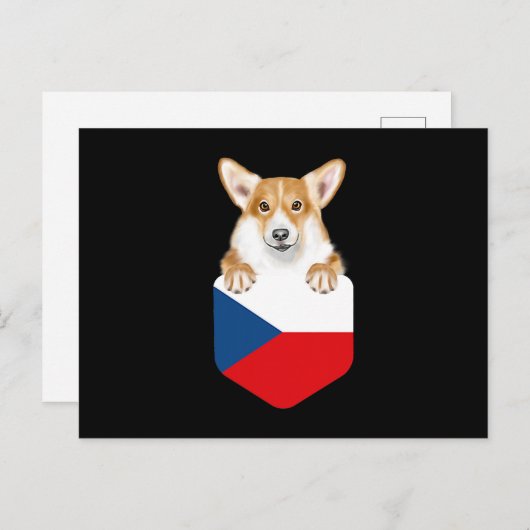 Czech Flag Pembroke Welsh Corgi Dog In Pocket Postkarte (Vorne/Hinten)