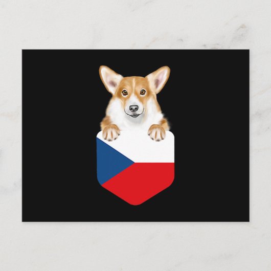 Czech Flag Pembroke Welsh Corgi Dog In Pocket Postkarte (Vorderseite)