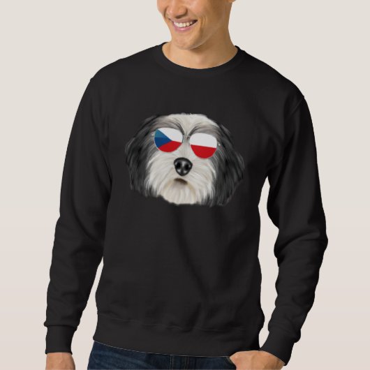 Czech Flag Polish Lowland Sheepdog Dog Czech Repub Sweatshirt (Vorderseite)