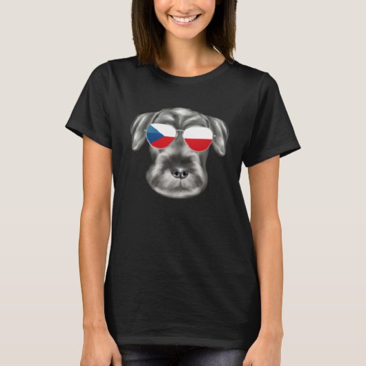 Czech Flag Standard Schnauzer Dog Czech Republic P T-Shirt (Vorderseite)
