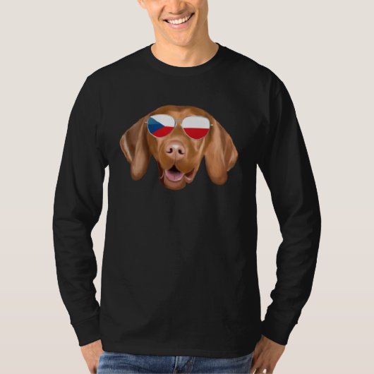 Czech Flag Vizsla Dog Czech Republic Pocket T-Shirt (Vorderseite)