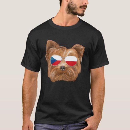 Czech Flag Yorkshire Terrier Dog Czech Republic Po T-Shirt (Vorderseite)
