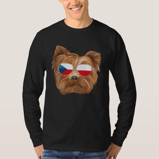 Czech Flag Yorkshire Terrier Dog Czech Republic Po T-Shirt (Vorderseite)