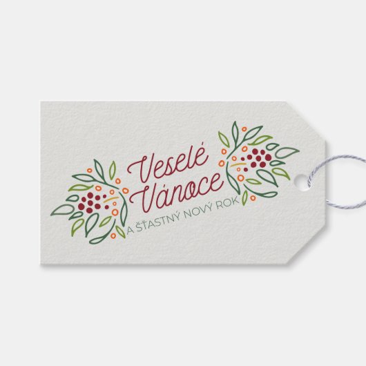 Czech Language Merry Christmas & New Year Geschenkanhänger (Vorderseite (Horizontal))