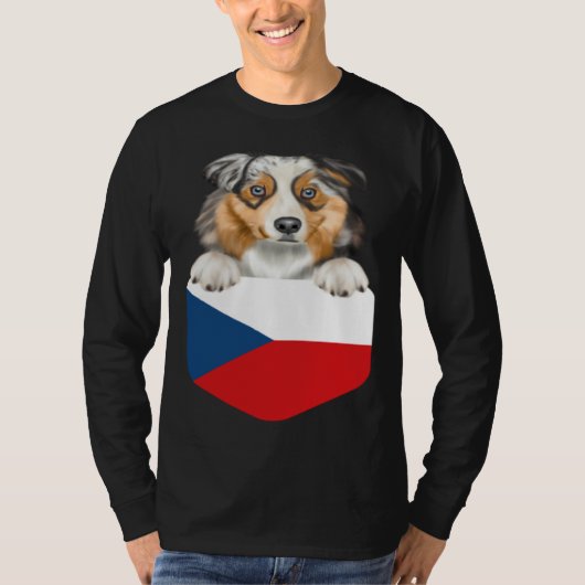 Czech Republic Flag Australian Shepherd Dog In Poc T-Shirt (Vorderseite)