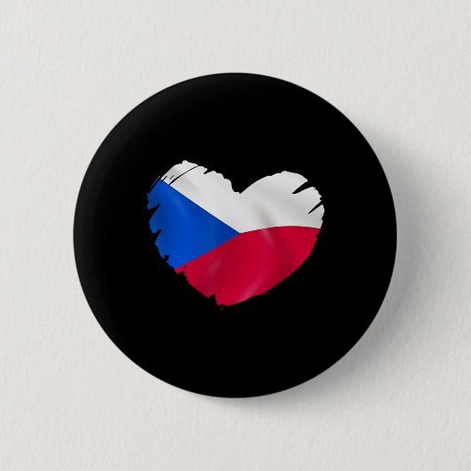 Czech Republic Flag On Shape Of Heart Czech Republ Button (Vorderseite)