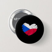 Czech Republic Flag On Shape Of Heart Czech Republ Button (Vorne & Hinten)