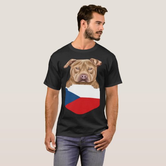 Czech Republic Flag Usa Staffordshire Terrier Dog  T-Shirt (Vorne ganz)
