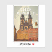 Czech Republic Illustration Travel Art Vintage Aufkleber (Blatt)