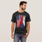 CZECH REPUBLIC ROOTS Half American Flag CZECH T-Shirt (Vorne ganz)