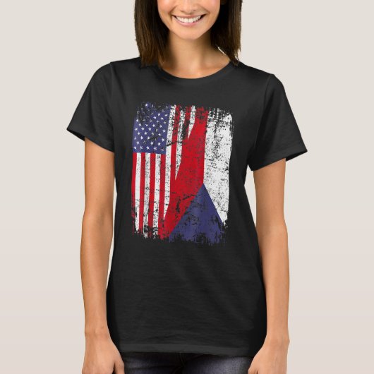 CZECH REPUBLIC ROOTS Half American Flag CZECH T-Shirt (Vorderseite)