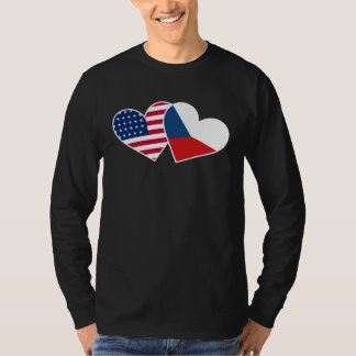 Czech Republic USA Flag Heart Czech Americans Lov T-Shirt