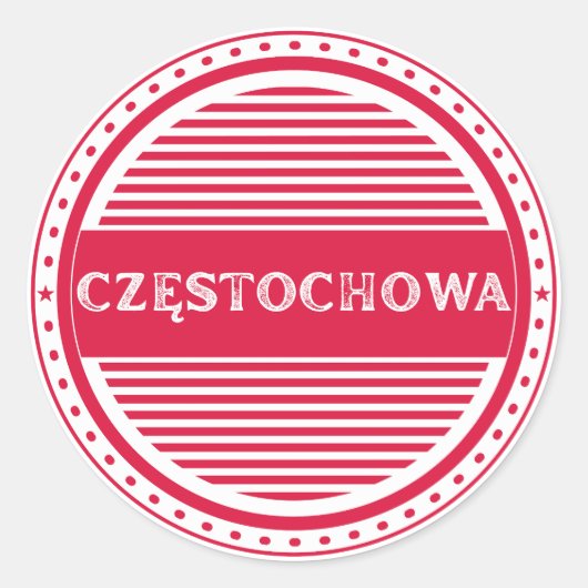 Czestochowa City Pride Emblem – Polish Identity Runder Aufkleber (Vorderseite)