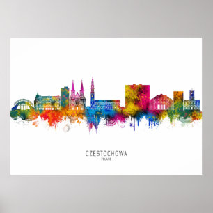Częstochowa Polen Skyline Poster