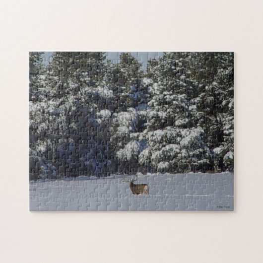D17 Mule Deer in Snow Puzzle (Horizontal)