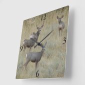D18 Mule Deer Quadratische Wanduhr (Winkel)