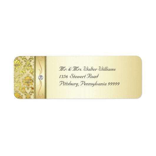 D1 Elegantes Gold Damask Diamond-Label (Vorne)