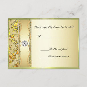 D1 Gold auf Gold Damaskus RSVP-Karte RSVP Karte