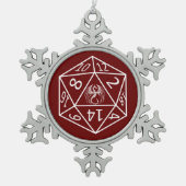 D20 Celtic Dragon DND Zwergzunge Schneeflocken Zinn-Ornament (Vorderseite)
