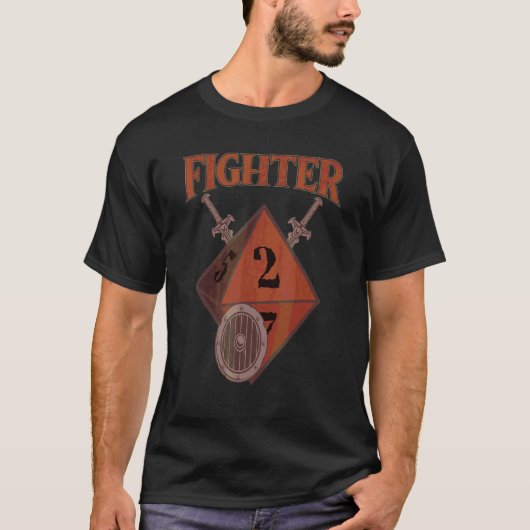 D20 Dice Fighter Rpg Class Tabletop Rollenspiel Ga T-Shirt (Vorderseite)