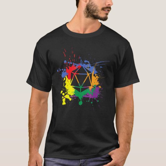 D20 Dice Lgbtq Unity Pride Geek Rainbow Roleplayin T-Shirt (Vorderseite)