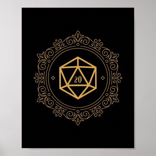 D20 Dice Monogram Tabletop RPG Poster (Vorne)