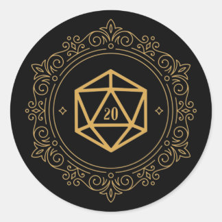 D20 Dice Monogram Tabletop RPG Runder Aufkleber