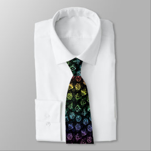 D20 Dice Set Pattern (Regenbogen) Neck Tie Krawatte