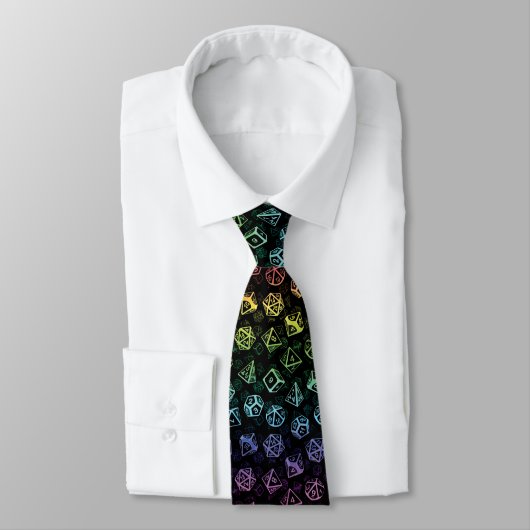 D20 Dice Set Pattern (Regenbogen) Neck Tie Krawatte (Gebunden)