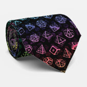 D20 Dice Set Pattern (Regenbogen) Neck Tie Krawatte (Gerollt)