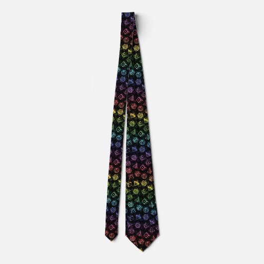 D20 Dice Set Pattern (Regenbogen) Neck Tie Krawatte (Rückseite)