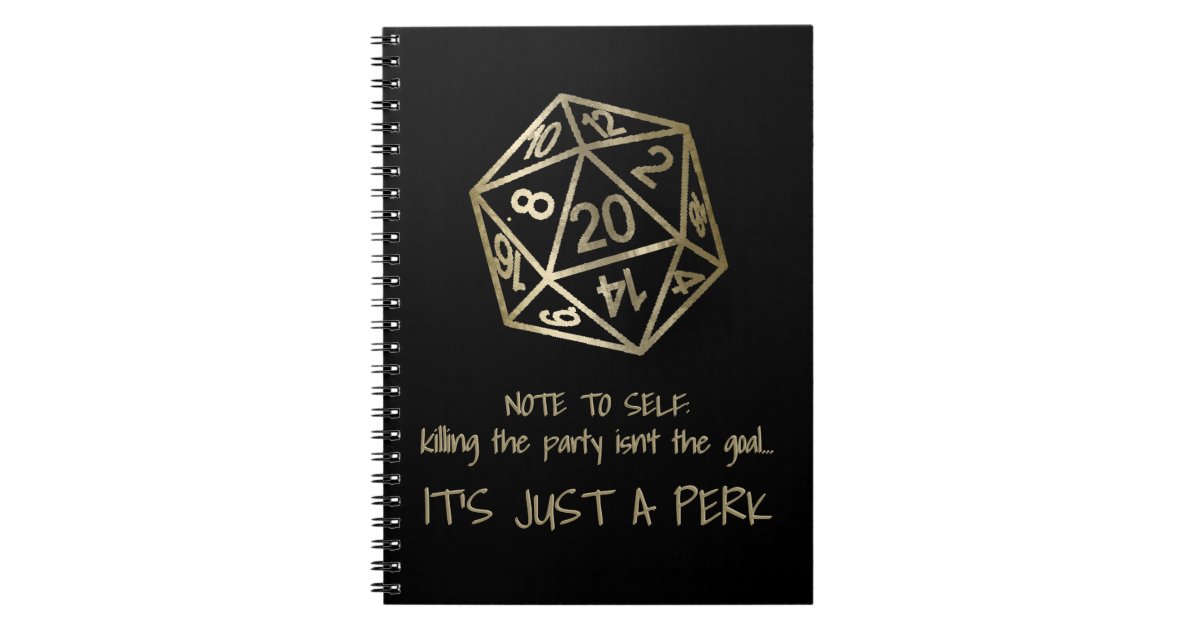 D Dm Rpg D D Gold Toten Des Party Ist Ein Perk Notizblock Zazzle De