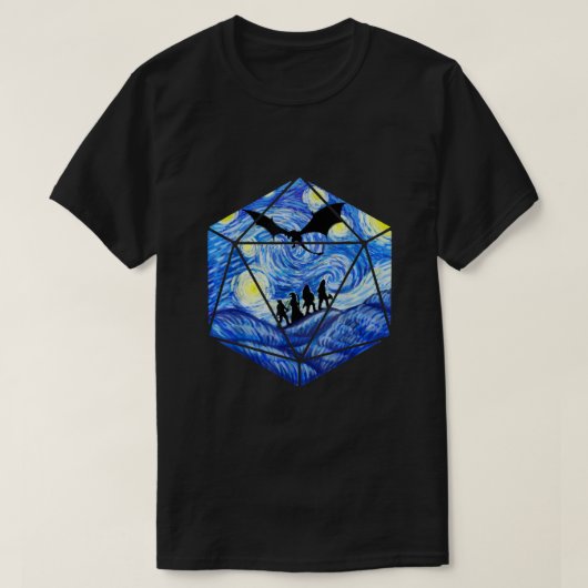 D20 Drachenhemd, Starry Night D20 T-Shirt, D20 Dic T-Shirt (Design vorne)