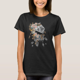 D20 Federn und Blume T-Shirt