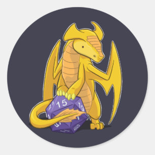 D20 Gold Dragon Runder Aufkleber