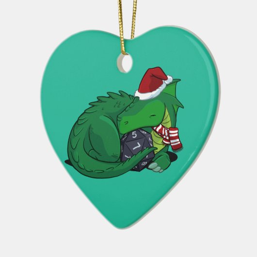 D20 Green Dragon - Holiday Edition Keramik Ornament (Links)