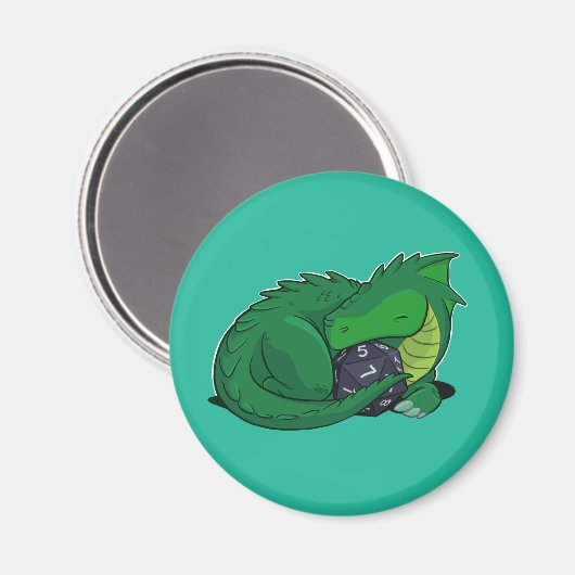 D20 Grüner Drache Magnet (Vorderseite/Rückseite)