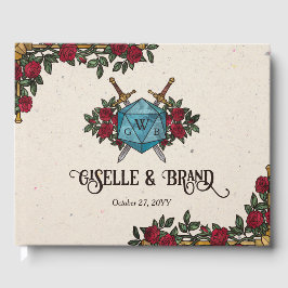D20 Monogramm-Rosen RPG-Hochzeit Gästebuch