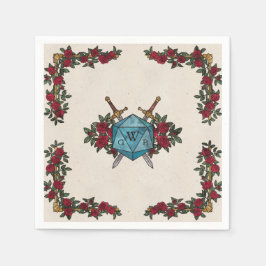 D20 Monogramm-Rosen RPG-Hochzeit Serviette