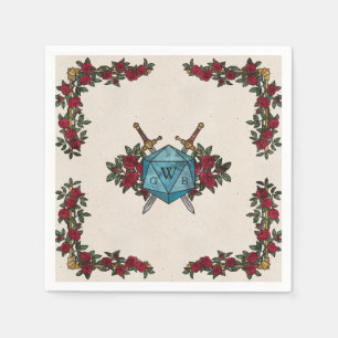 D20 Monogramm-Rosen RPG-Hochzeit  Serviette