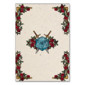 D20 Monogramm-Rosen RPG-Hochzeitssitzkarte Tischnummer (Rückseite)