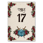 D20 Monogramm-Rosen RPG-Hochzeitstisch-Nummer Tischnummer (Rückseite)