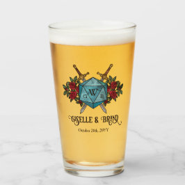D20 Monogramm RPG Hochzeitsandenken Glas