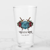 D20 Monogramm RPG Hochzeitsandenken Glas (Vorderseite)
