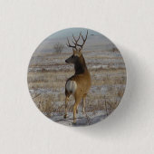 D20 Mule Deer Buck in Snow Button (Vorderseite)