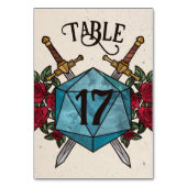 D20 Rosen RPG Hochzeit Tisch Nummer Tischnummer (Rückseite)