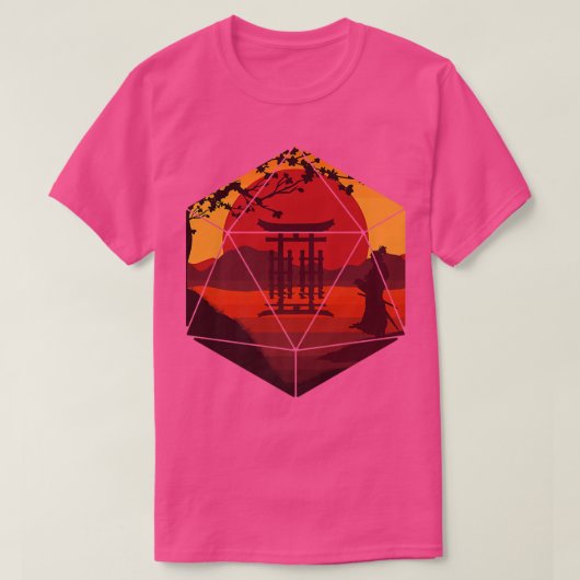 D20 RPG Dice Art Dungeons Krieger Samurai Fantasy T-Shirt (Design vorne)