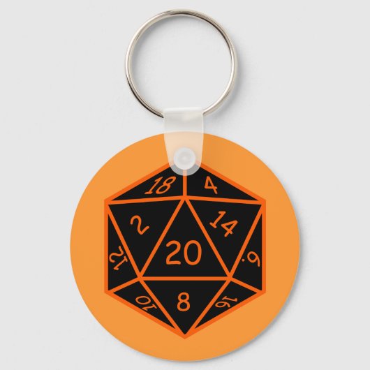 D20 Schwarz & Orange Schlüsselanhänger (Vorderseite)