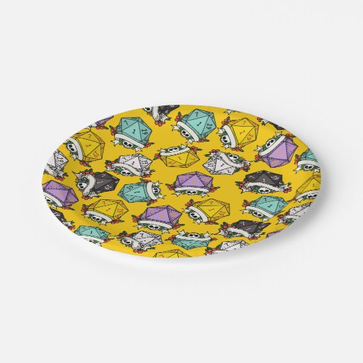 D20-Set-Muster Pappteller (Schrägansicht)